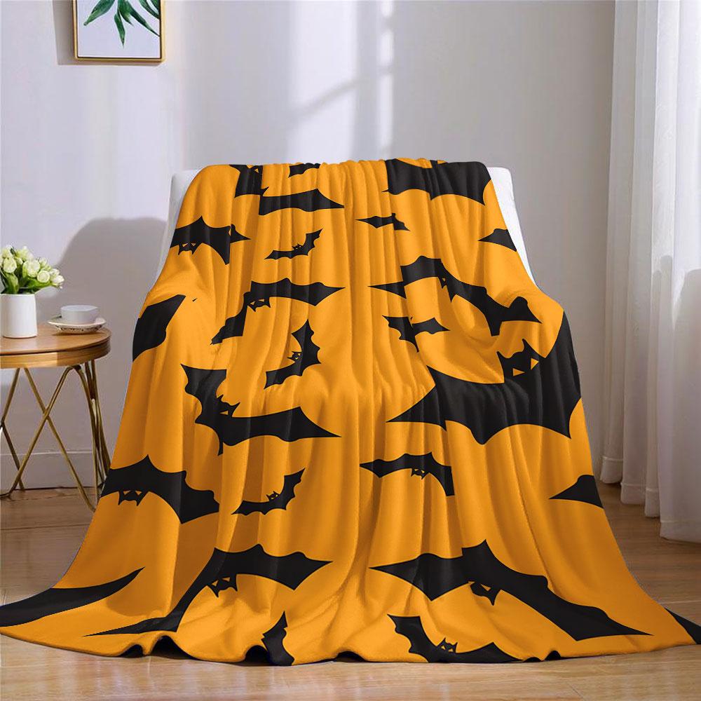 Halloween Bat Flannel Blanket Warm Soft Halloween Christmas Couch Warm Cozy Decorative Decor Gift for All Season