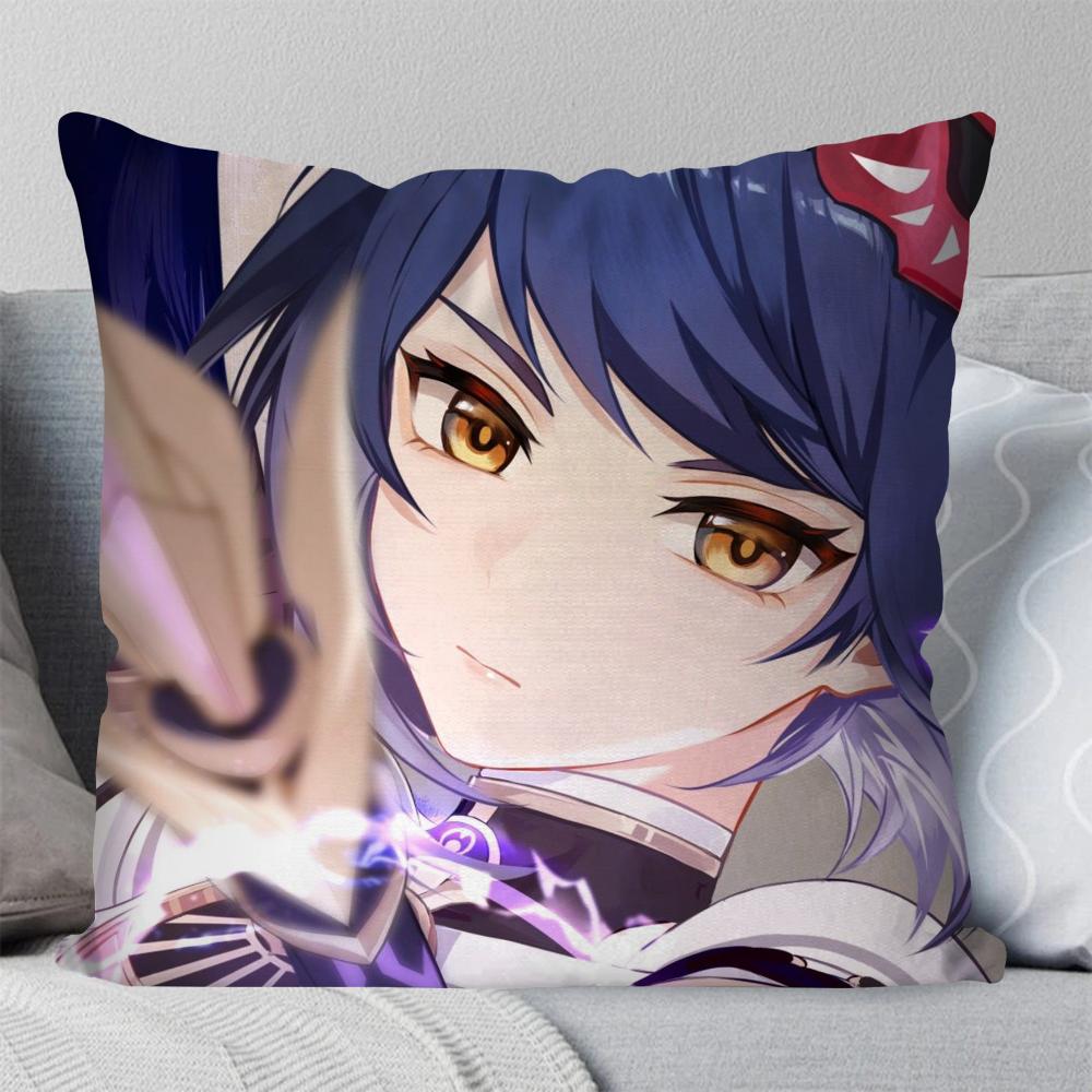 Kujo Sara Animation G-Genshin I-Impact Pillow Case Square Pillow Bedroom Sofa Leisure Comfort Living Room Home Decoration 40X40