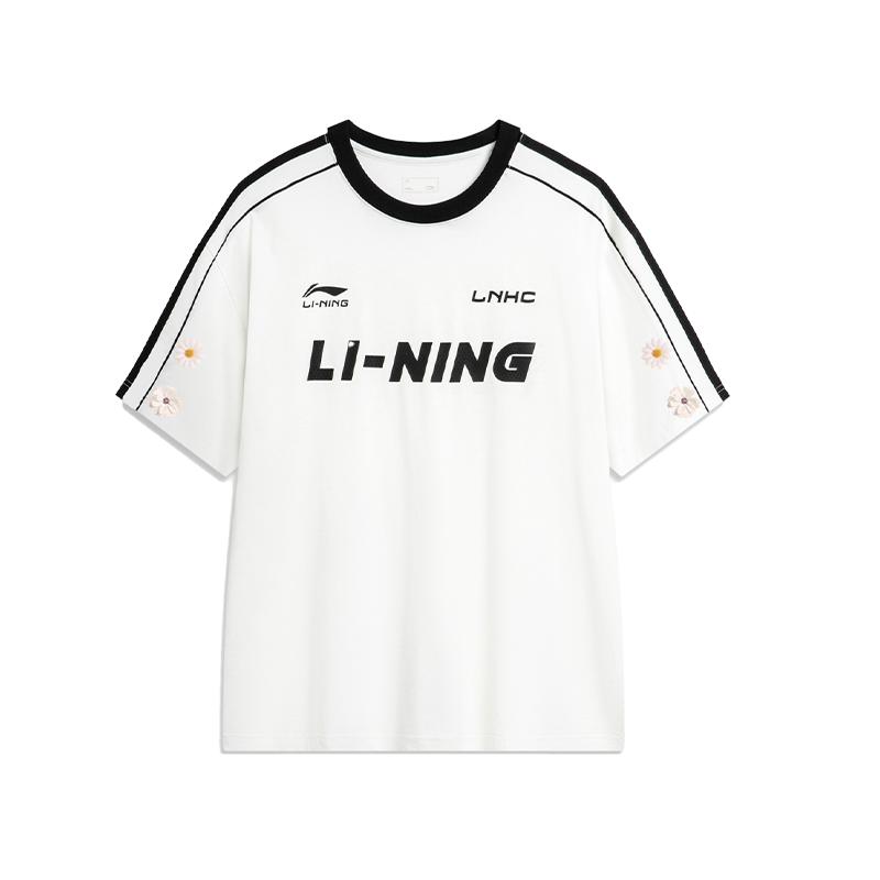 Li Ning Chrysanthemum Spring Summer American Vintage Letter Loose Comfortable Casual Short Sleeve T-Shirt Unisex T-Shirt AHSU657-1(TEAM702-3.4.9)