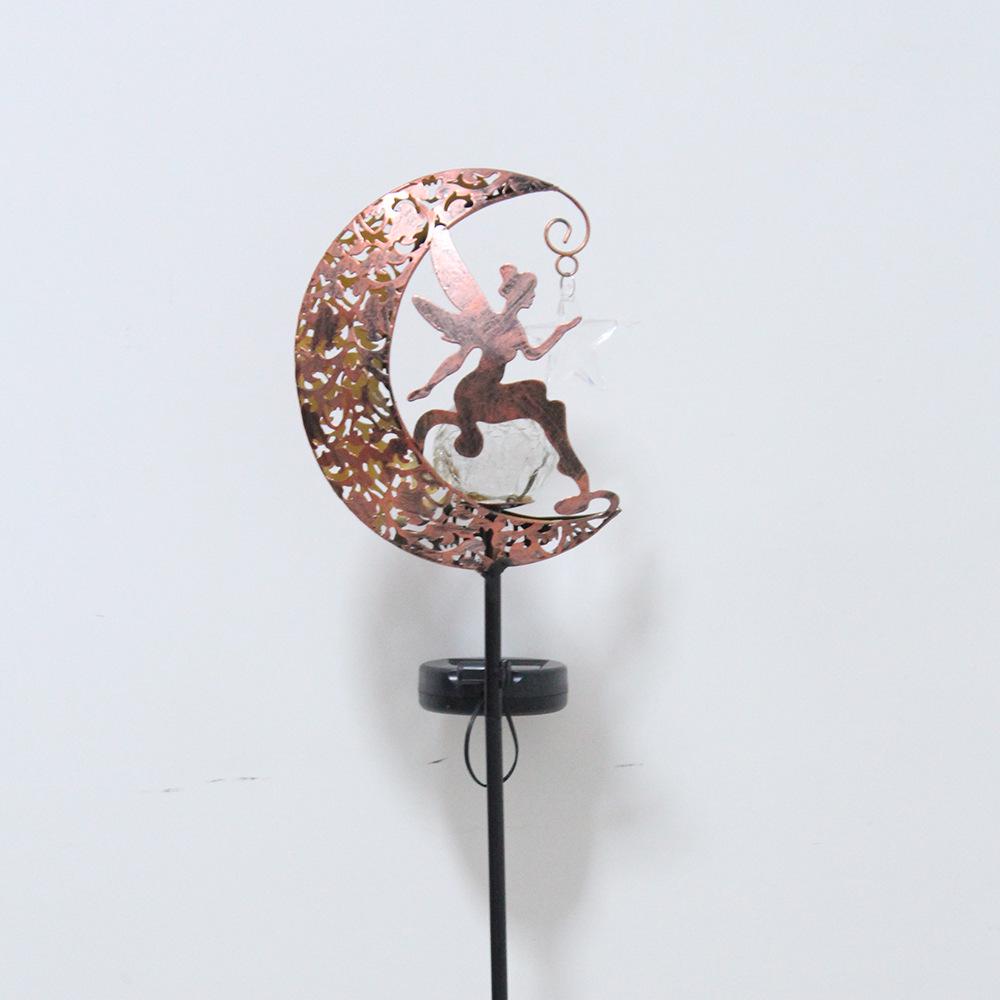 Solar Moon Stake Light: Outdoor Garden, Courtyard & Camping Decorative Iron Lantern