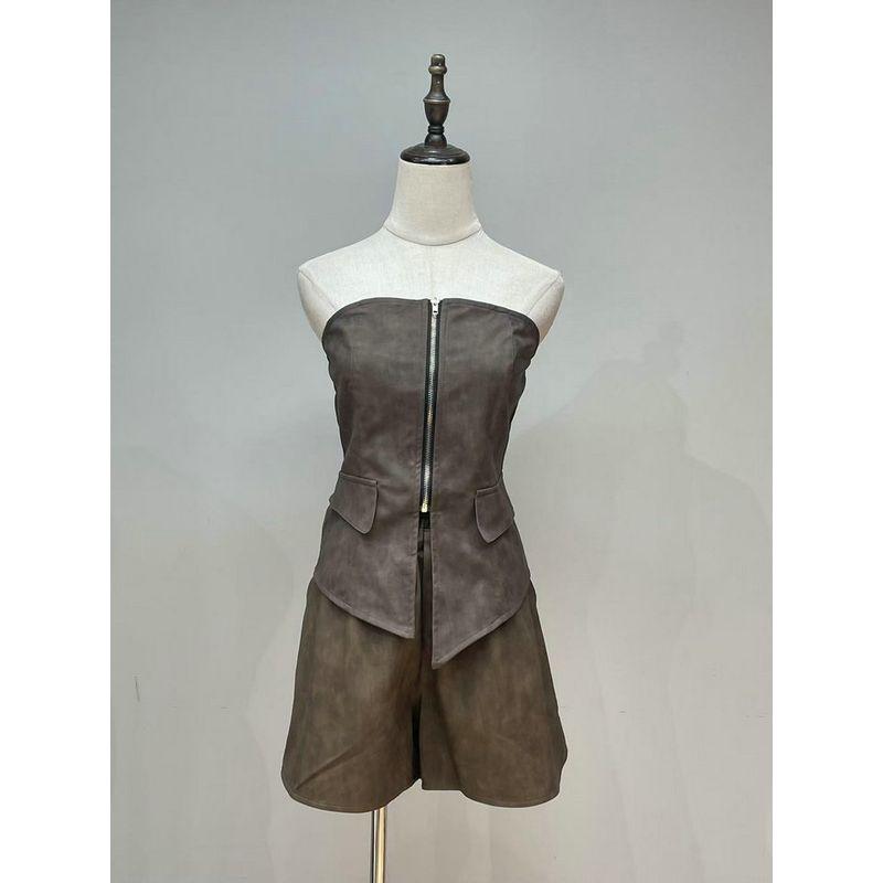 

Зарубежный Заказ Сладкий Сексуальный Любимый Топ-труба Элегантное Новое Нижнее Белье Искусственная Кожа Прилегающие Топы Color 3 (Tube Top Tops) M