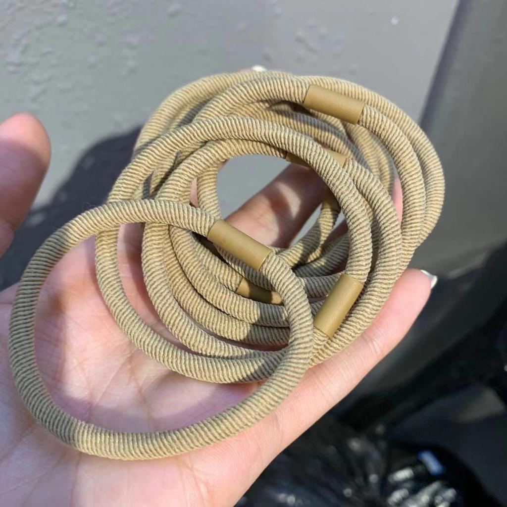 10PCS Brown Color Twill Elastic Rubber Hair Bands Korean Simple Hair Rope Stretch Women Girls Hair Ties Scrunchies Accessories