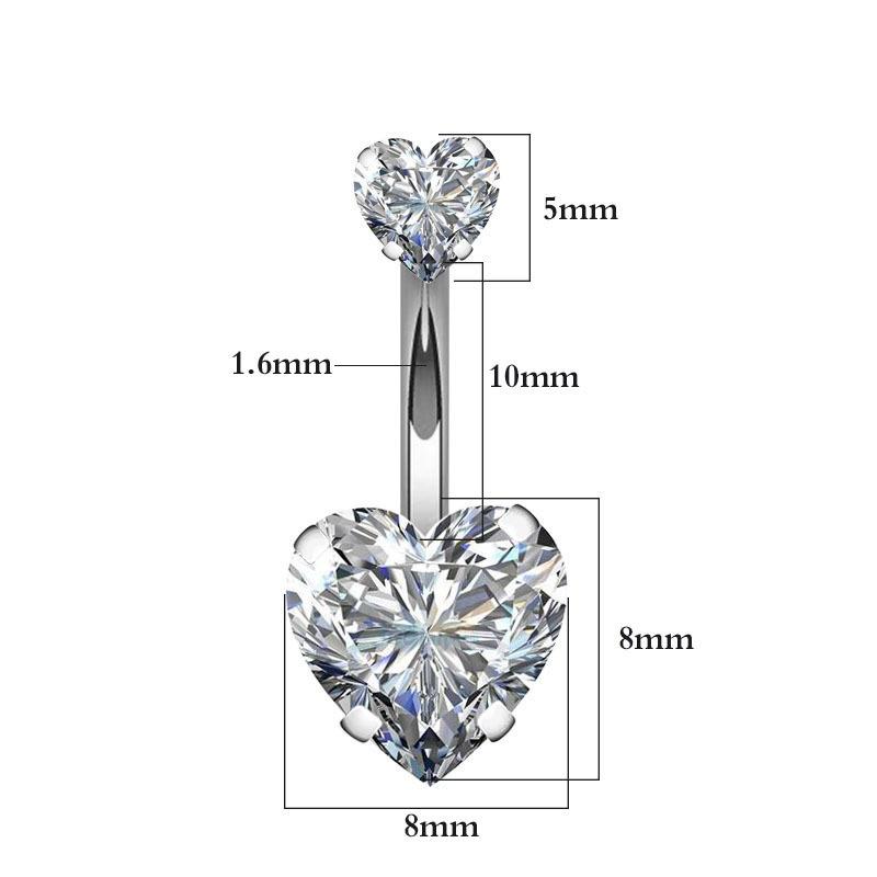 Buy 2 Get 1 Free 316L Surgical Steel 14g Belly Button Rings Clear Diamond Zircon CZ Navel Rings Belly Jewelry  Love Heart White Rose Gold