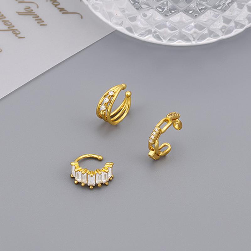 Fake Piercing Ear Cuff For Women Hip-hop Rock Cubic Zirconia 1PC Silver Color Cuban Chain Cartilage Clip Earrings KAE330