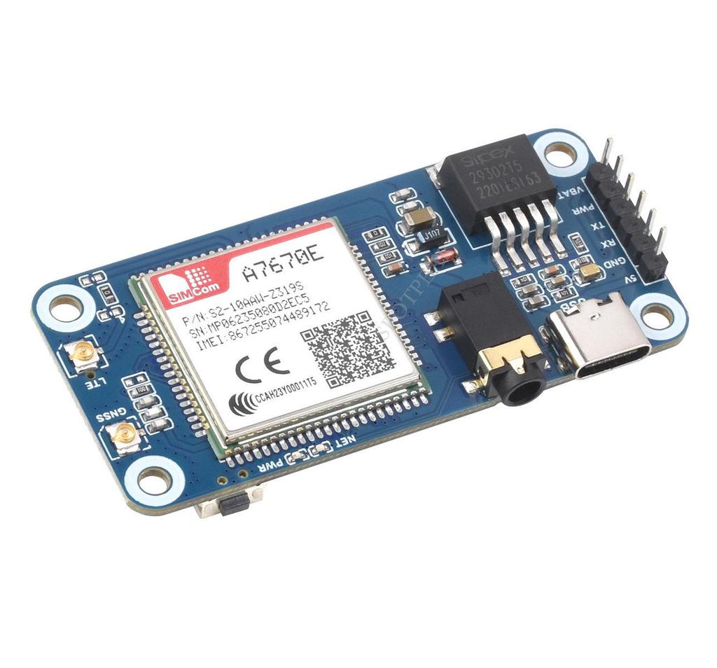Rozšiřující deska Raspberry Pi A7670E: Síť LTE Cat-1/2G s podporou GSM/GPRS/GNSS