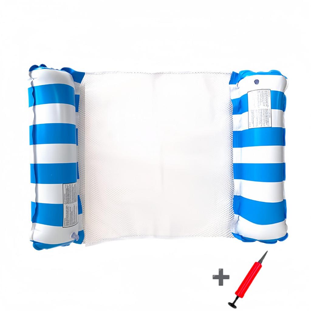 Inflatable Stripe Mesh Floating Bed - Foldable Seaside Lounger