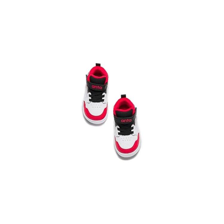 Anta Comfortable Durable High-Top Walking Shoes Baby Shoes White Black Red A312340002-1
