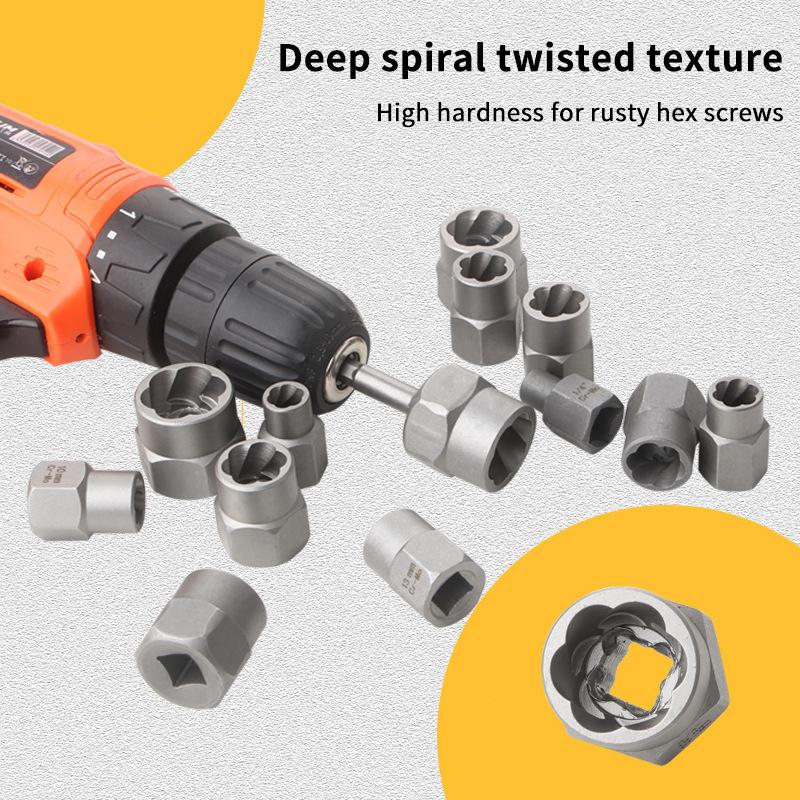 14Pcs High Strength Nut Extractor Socket Set Portable Damaged Bolt Removal Tool for Workshop Mechanic Use