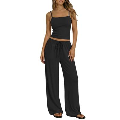 2026 Spring and Summer New Women's Outfit: Tank Top, Cropped Pants, Casual Wide-Leg Pants, Relaxed Style Set
