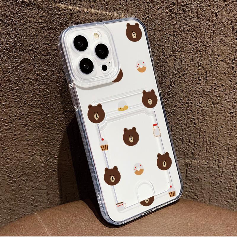 Card Slot Holder Silicone Wallet Pocket Case For iPhone 14 16 15 Infinix Note 30 Pro Oppo Reno 12F 13F Samsung A54 A34 A24 Cover Clear Phone Bumper