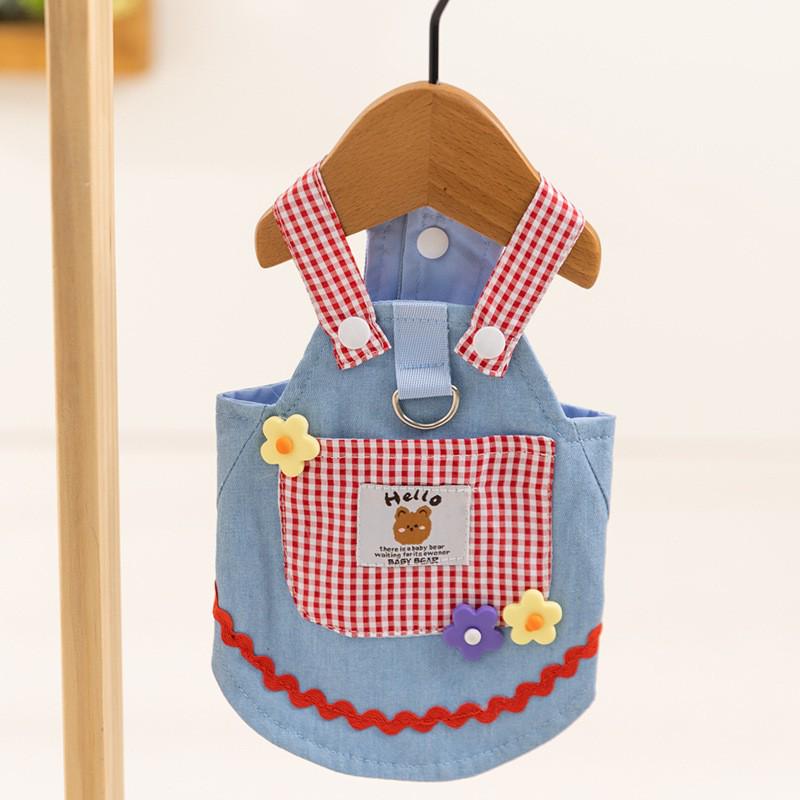 Vestido Vaquero Primavera-Verano: Falda de tirantes estilo Hong Kong para perros y gatos