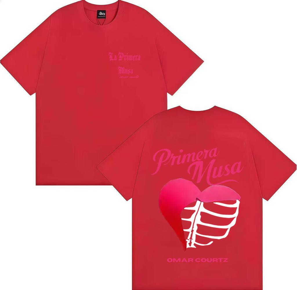 Singer Omar Courtz Primera Musa 2025 Heart Humor T Shirt Men Tops Gothic Short Sleeve T Shirt Summer Oversized Tshirt Streetwear