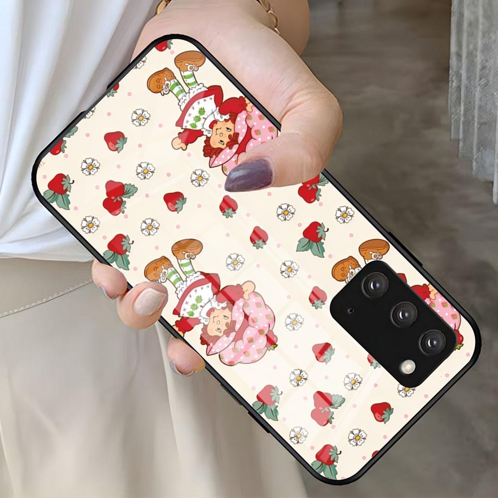 

Strawberry Sh-SHortcake Anime Phone Case For Samsung S26 S25 S24 FE S23 S22 S21 Plus S20 Ultra Note20Ultra Black Glass Cover Galaxy S25 FE
