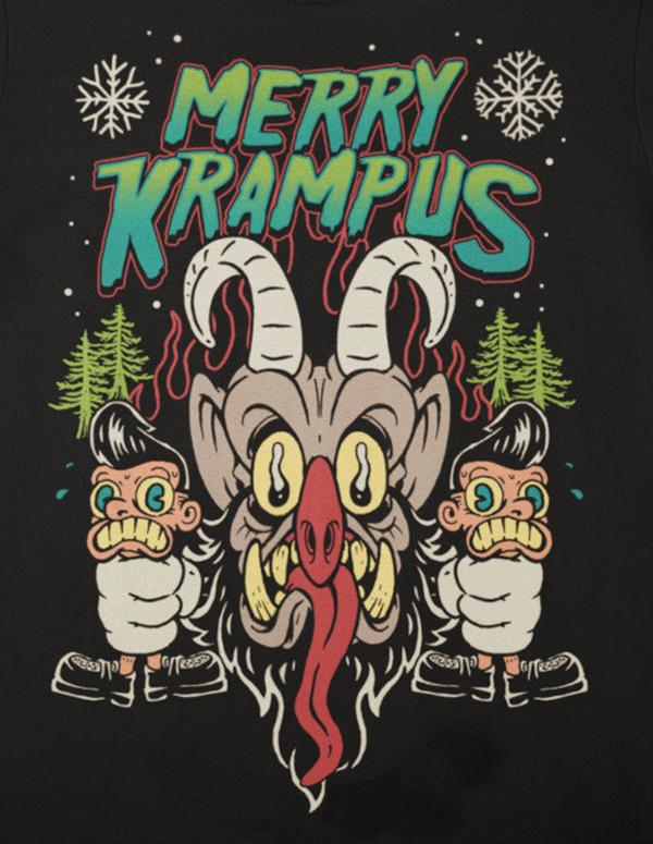 Merry Krampus Retro Neon TShirt 100 Cotton ONeck Short Sleeve Summer Casual Mens Tshirt Size S3XL