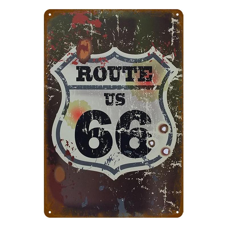 Vintage Route 66 Metal Sign House Plaque Metal Poster Tin Sign Plate Wall Posters Retro Aesthetic Room Decor Wall Art Decoration