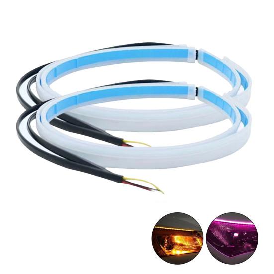 2Pcs Car LED Headlight Strips Super Brilhante Flexível À Prova D'Água Fácil Instalação LED Daytime Running Light Strips Universal Auto Acessórios