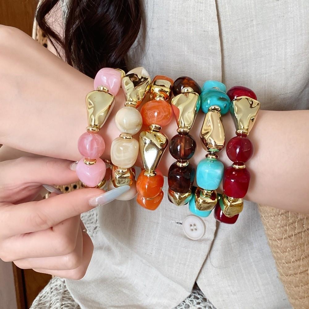 Böhmischer Perlen Acryl Armreif Europa Amerikanischer Stil Retro Handring Unregelmäßiges Armband Geschenk