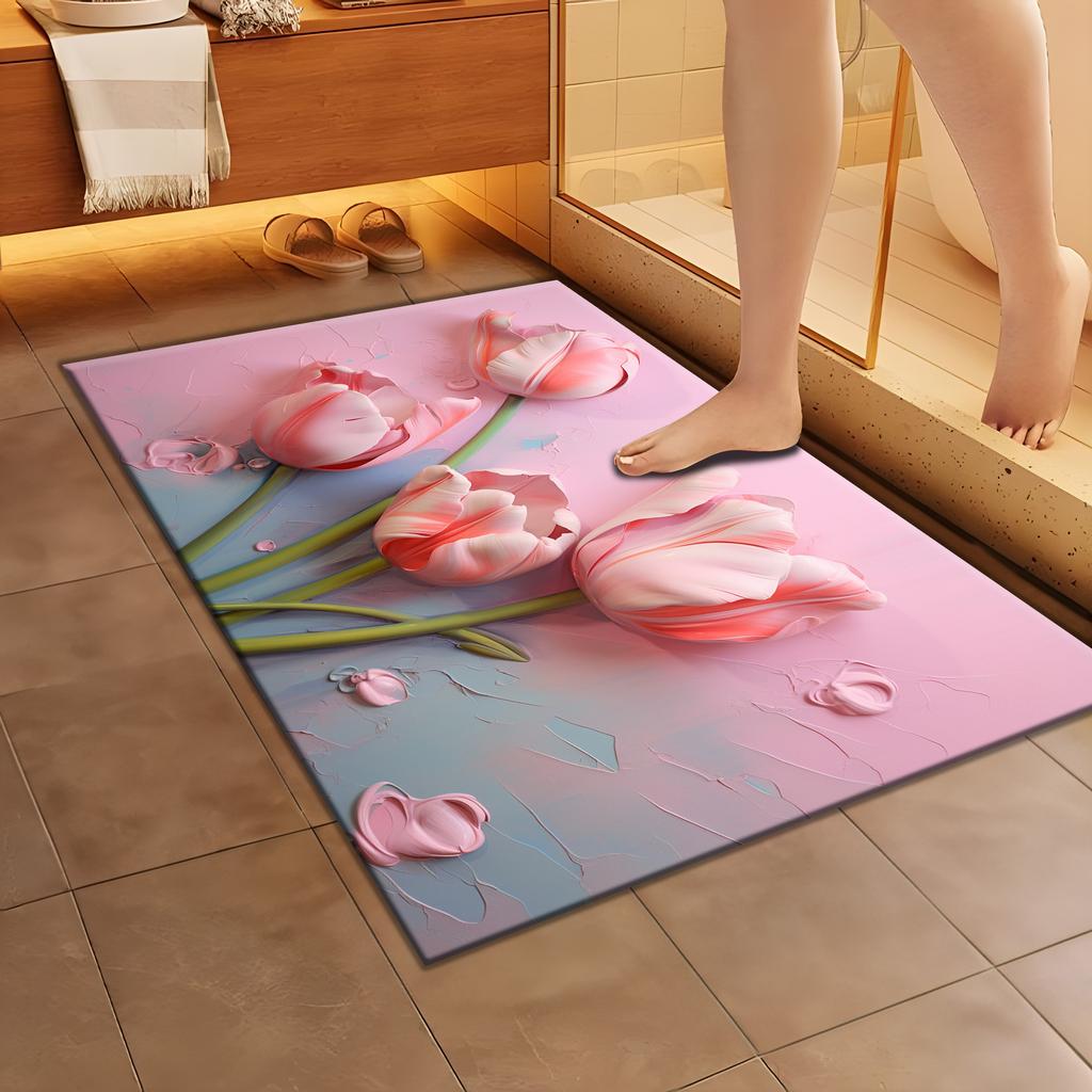 Pastoral 3d Visual Flower Flower Floor Mat Door Dirt-resistant Entrance Door Carpet Diatom Mud Entrance Bathroom Floor Mat