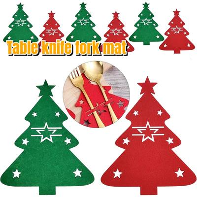Christmas Tree Cutlery Holder Knife Fork Covers Table Decor Xmas Tableware Holder Bags New Year Party Dinner Decoration Ornament