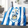 Huddersfield Football Crest Flannel Blanket, Soft Polyester, Modern Design, All-Season for Camping, Travel, Gifts for Holidays or Birthdays