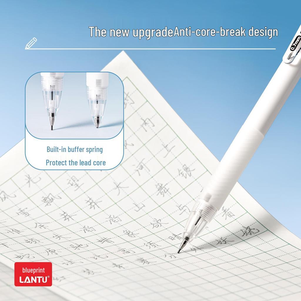 Shock-Absorbing Mechanical Pencil for Kids, Lead-Break Resistant, 0.7mm Non-Slip Soft Grip, 0.5mm Tip