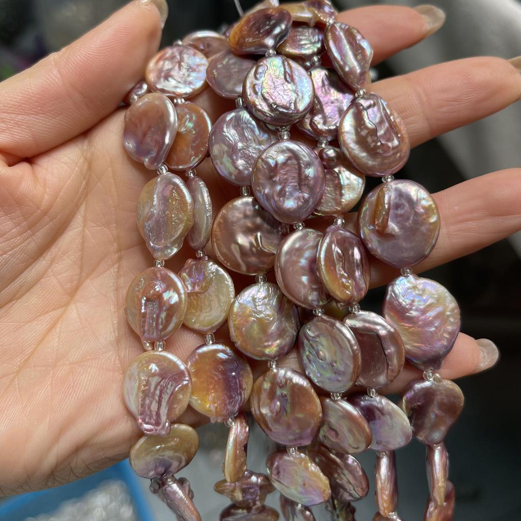 1String, Baroque Style Round Purple Artificial Pearl Beads, 1.5-1.6cm, for Jewelry Making DIY Necklace, Bracelet, Anklet Accessories Crafts Gifts 18cm
