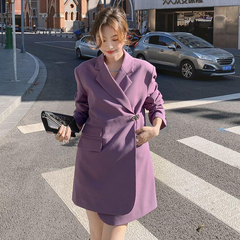 

Женский фиолетовый блейзер, женский осенний новый универсальный маленький топ, повседневный маленький костюм XL фиолетовый