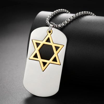 Davidstern Anhänger Halskette Edelstahl Sechseck Schild der Amulette Halskette für Männer Frauen Judentum Schmuck Geschenke