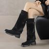 Large Size - Women's Boots Autumn and Winter Flat Heel Women's Boots Winter Boots Thick Heel Medium Tube European and American Snow Boots Keep Warm