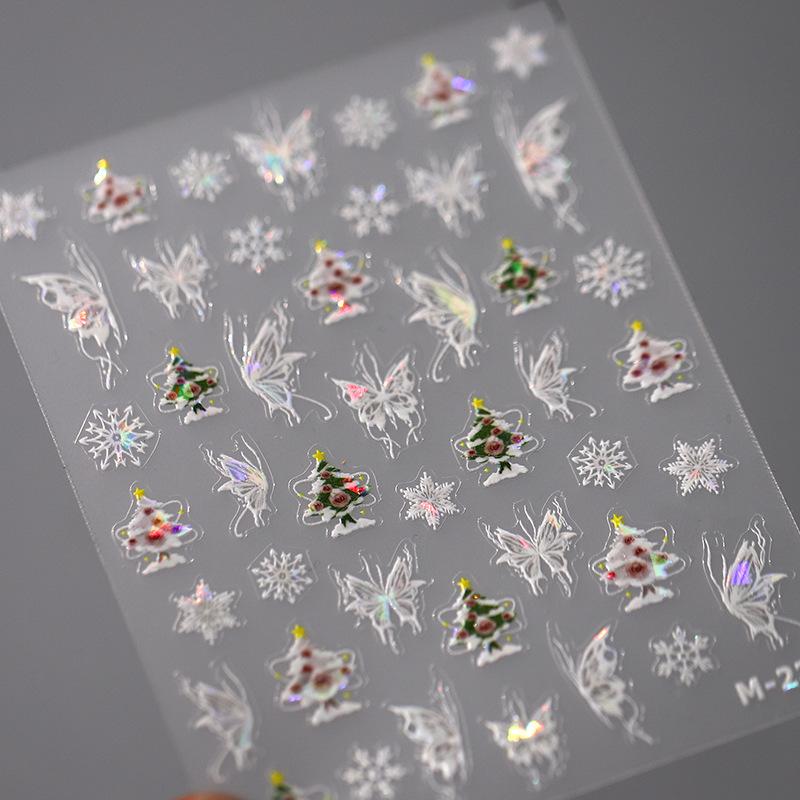 1Pcs 5D Embossed Aurora Butterfly Nail Art Stickers Self Adhesive Decals For Nails Decoration DIY 3D Acrylic Nail Supplies Parts