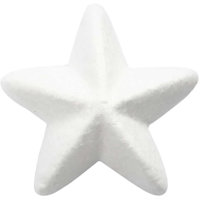Etoiles en polystyrène - Blanc - 6 cm - Lot de 50 - Décoration intérieure - Lisse