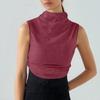 Women's Solid Color Semi-high-neck Sleeveless Vest Pleated  Top T-shirt