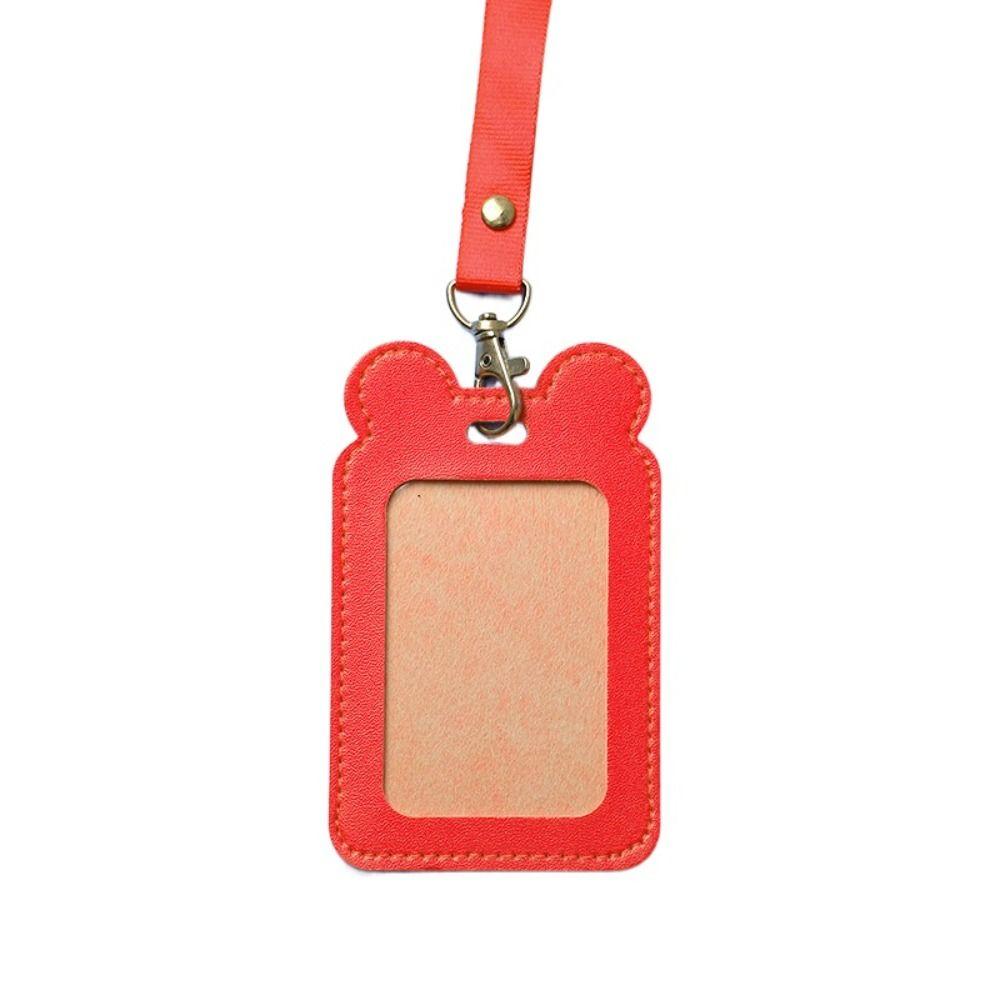 Cartoon ID Card Holder PU Leather Work Card Case Cute Badge Holder  Work