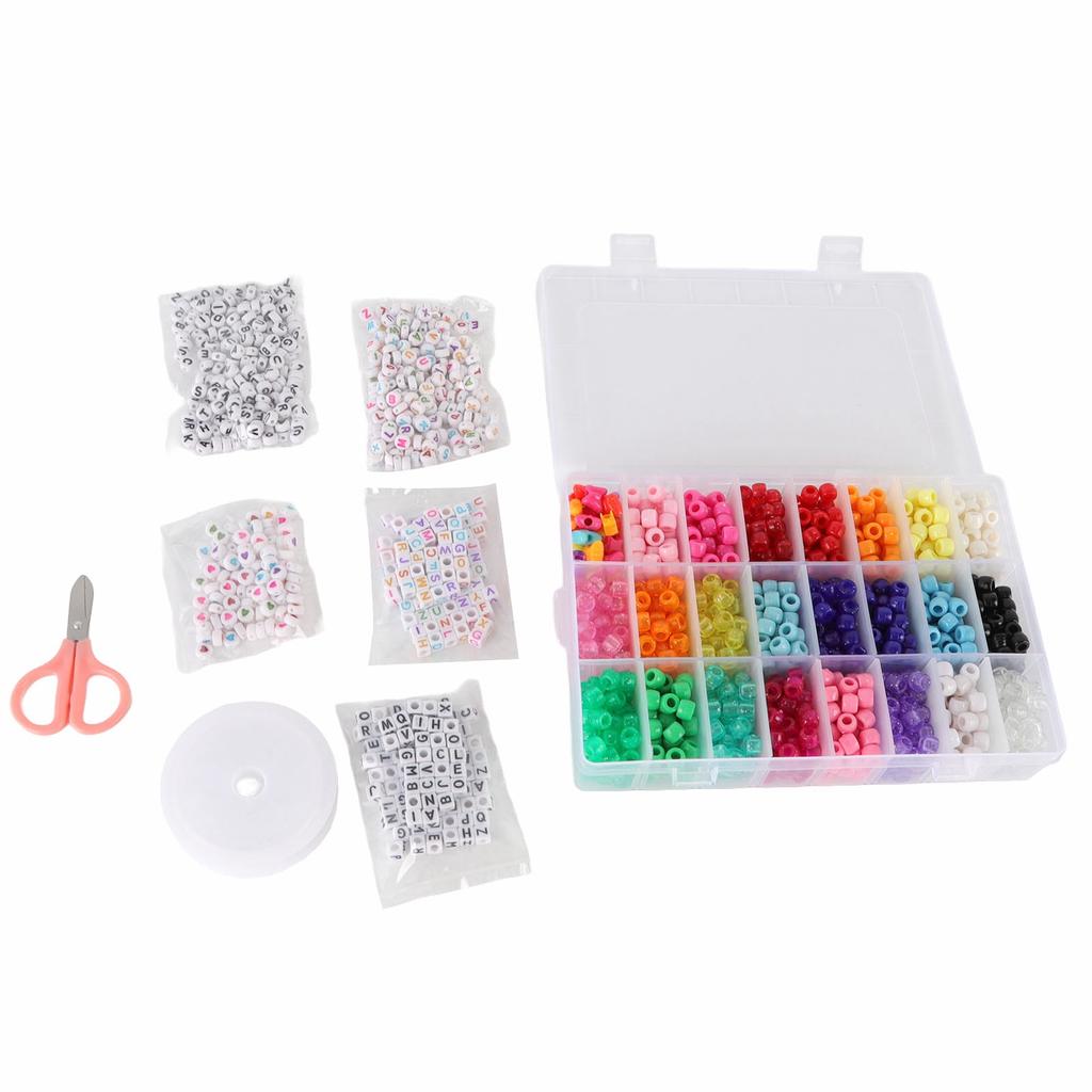 1900pcs Jewelry Making Bead Kit Acrylic DIY Cute Bright Color Barrel Letter Bead for Necklace Bracelet