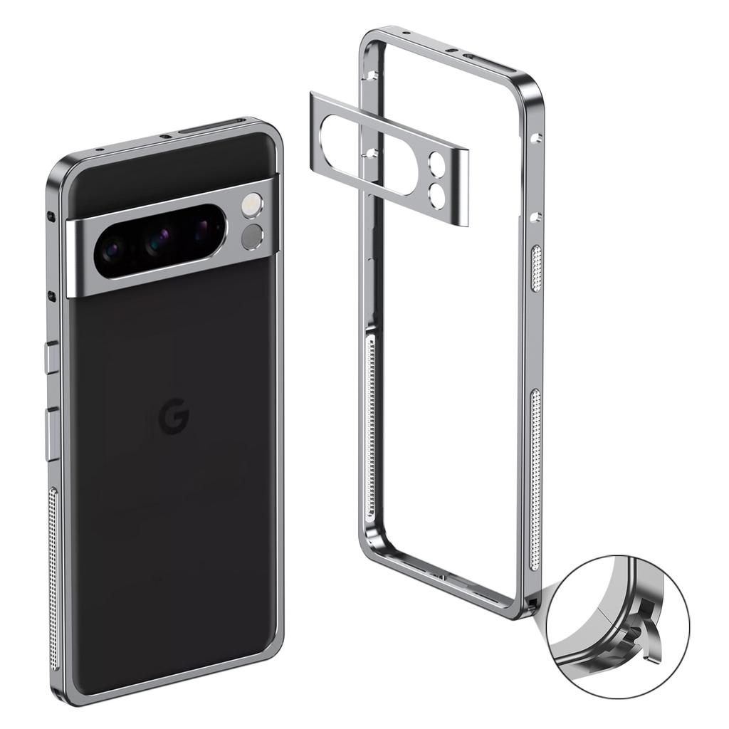 For Google Pixel 8 Pro Bumper Cases Metal Frame Heat Dissipation Cover with Lens Protector