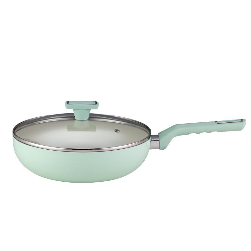 Shan Zu Light Green Ceramic Non-stick Frying Pan & Wok, Induction Compatible Flat Bottom