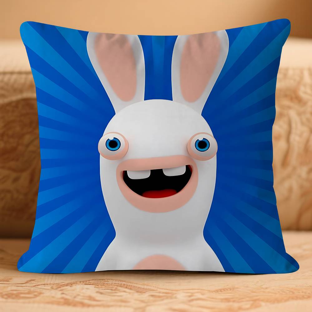Niedlicher Cartoon-Kissenbezug „I-InvasionS Rabbids“, abnehmbar und waschbar – Weiches Leinen für jede Jahreszeit