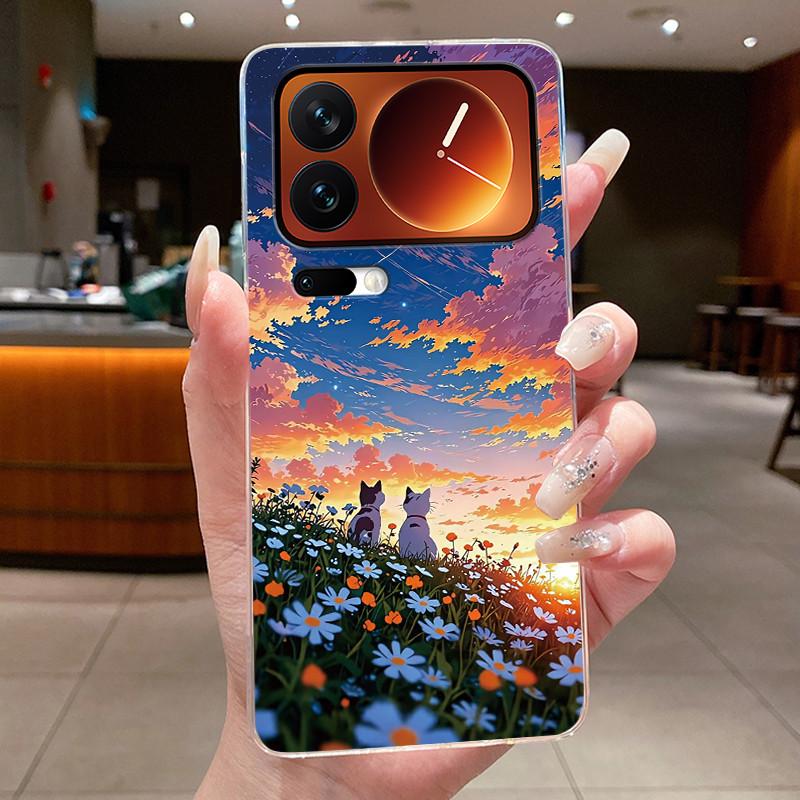 Fashion Night Owl Pattern Phone Case For Xiaomi 17 Pro Xiaomi 17 Pro Max Transparent TPU Soft Cover Shockproof Couple Shell