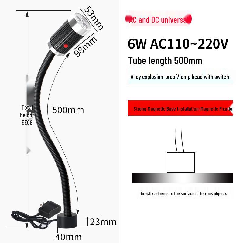 LED Pracovní světlo pro obráběcí stroje – Hadicové magnetické světlo s husím krkem pro CNC soustruh 24V/220V