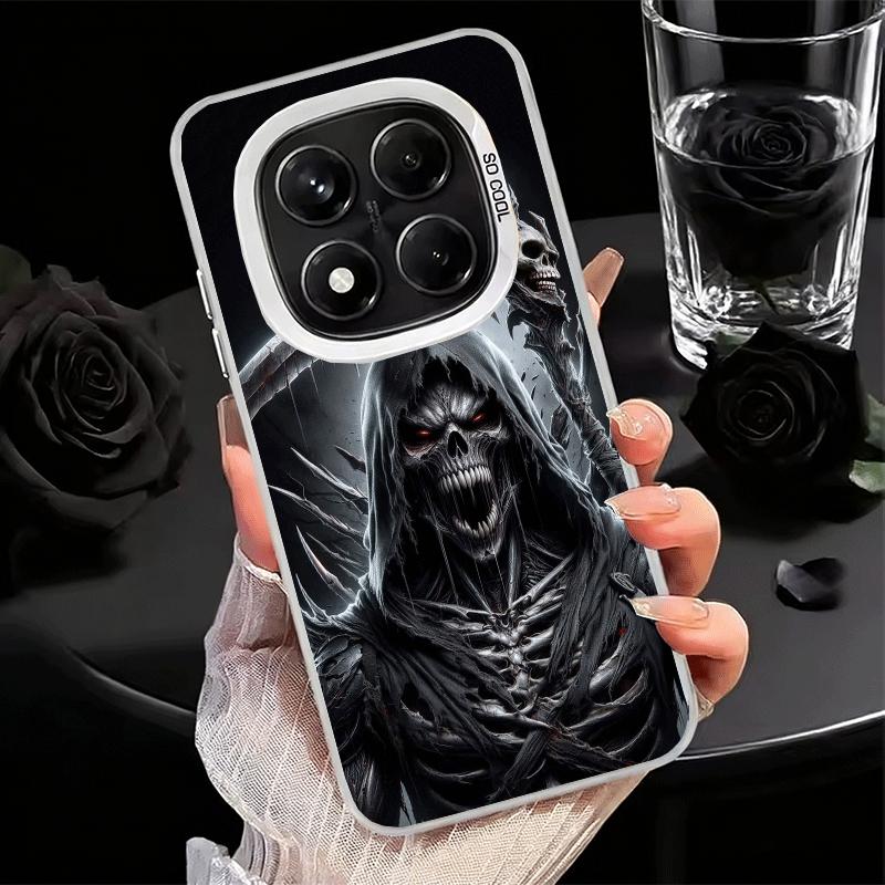 Tod Sensenmann Schädel Sense Weiche Handyhülle für Xiaomi Redmi Note 13 14 15 Pro Plus 12S 12 11S 11 11T 10S 10 Stoßfeste Hülle