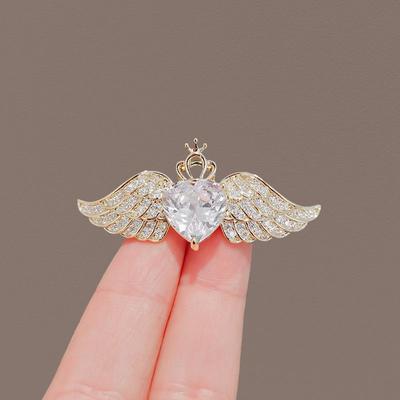 Engelsflügel Brosche Hochwertige Damen Zarte Anstecknadel Hochwertige Reversnadel Accessoires Strass Anzug Pullover Korsage