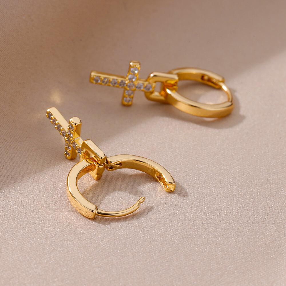 Stainless Steel Zircon Cross Dangle Earrings For Women Girls Cross Earring  Trending Couple Wedding Aesthetic Jewelry  Gifts
