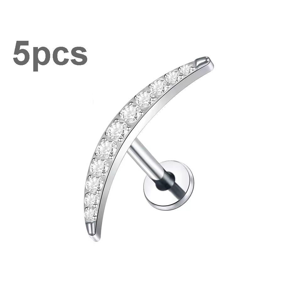 5Pcs/lot Titanium CZ Ear Stud Tragus Cartilage Earrings for Women Labret Lip Lobe Ring Helix Daith Piercing Body Jewelry