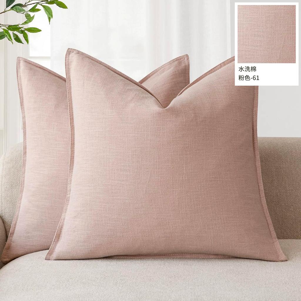 Decorative Linen Pillow Covers Natural Boho Farmhouse Neutral Christmas Couch Throw Pillows for Bed Pack of 2 Accent Pillowcase