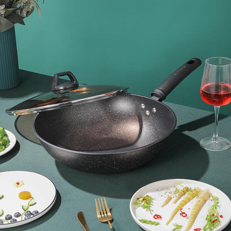 Kangbax 32cm Maifan Stone Color Non-stick Iron Wok