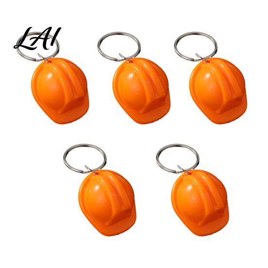 Plastic Key Chain 5Pcs Mini Security Helmet Keychain Simulated Construction Backpack Accessories Ring Holder Decorative Keychain Pendant for