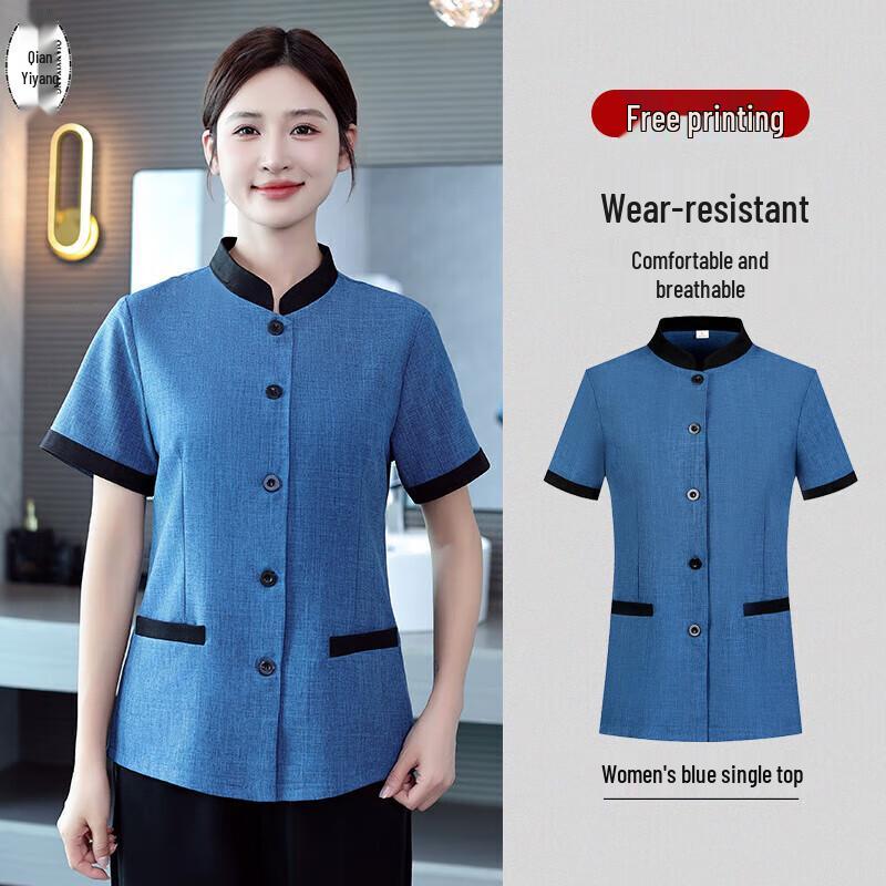 QIANYIYANG Summer Short-Sleeved Cleaning Work Uniform L