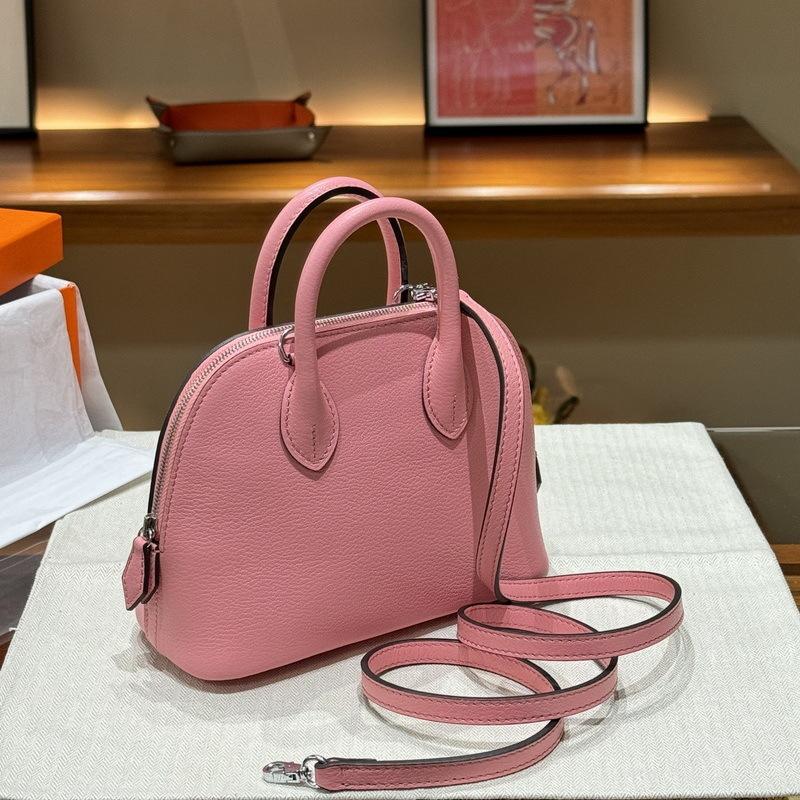 2026 new leather women's bag first layer cowhide method sheep pattern mini shell bag bowling ball portable oblique span women's bag