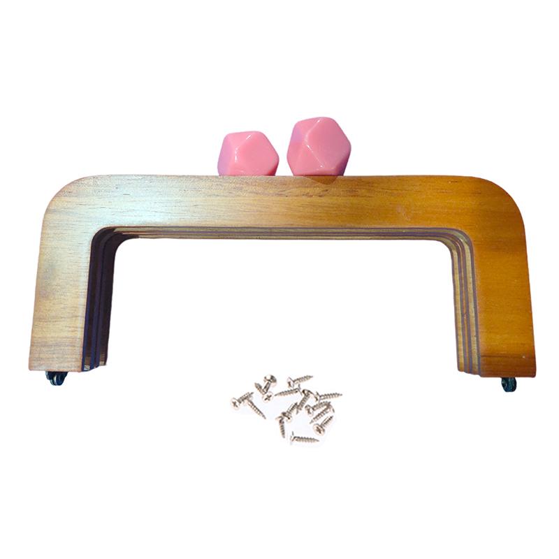 

20 см твердый древесный материал деревянная рамка для сумки винты внутри деревянная ручка рамка для сумки розовый
