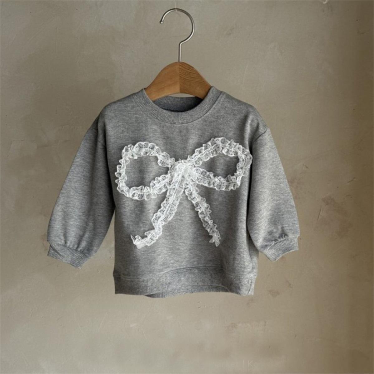 

Korean Girls Autumn Hoodie & Skort Set - Cute Lace Bow Top, Sweet Two-Piece Outfit 100 cm